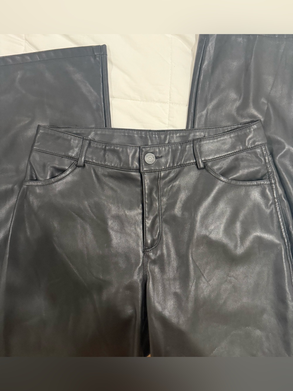 Garage black leather pants